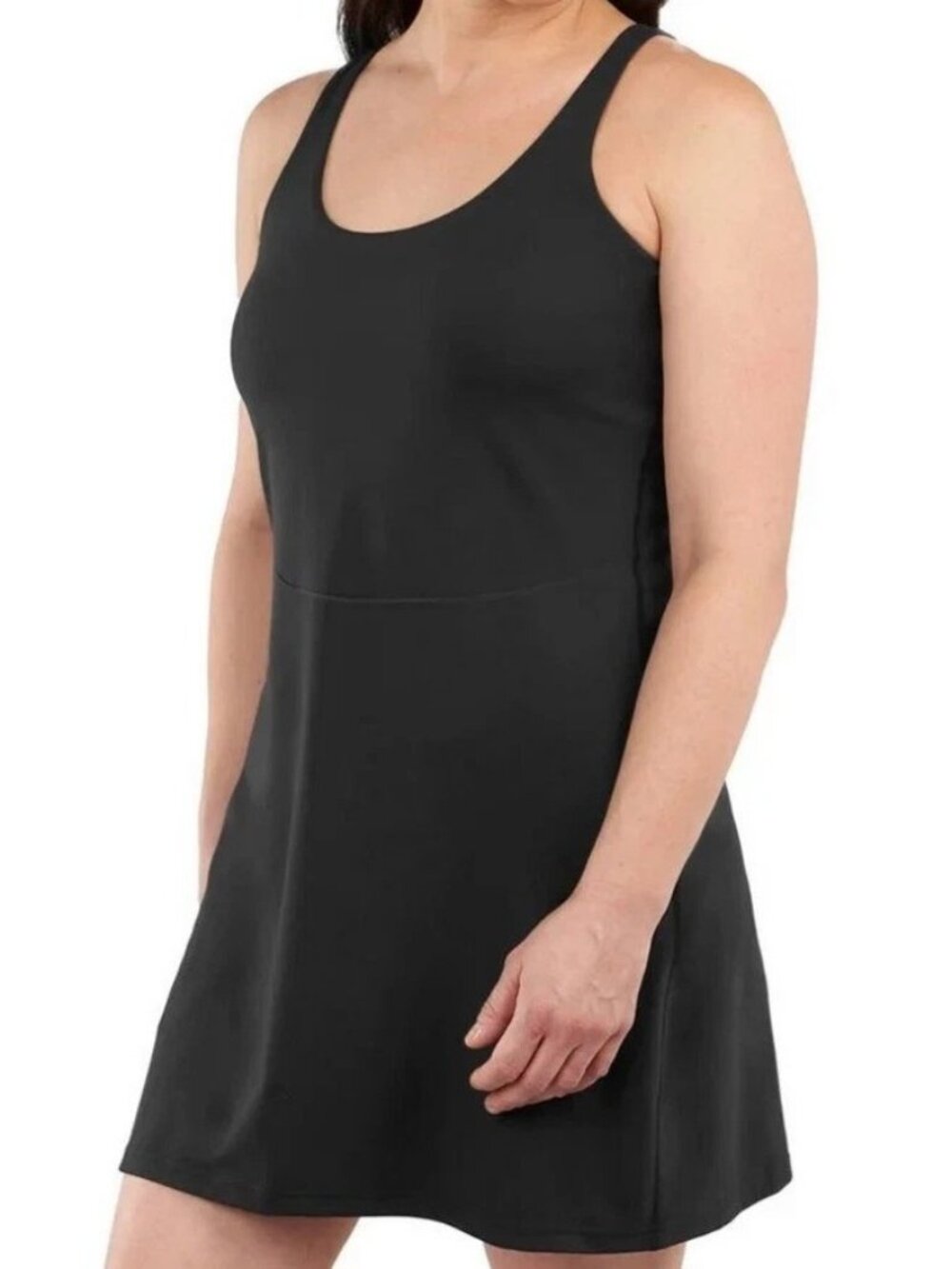 NWOT Elle Sport Women's L Black Sleeveless Mini Dress Shorts Lined